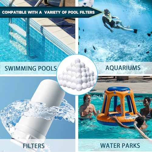 5.0 Lbs Pool Filter Balls for Sand Filter, Reusable Eco-Friendly Sand Filter Balls (Equals 225lbs Pool Filter Sand), Pool Filter Media Balls with Filter Bag, Filter Balls for Swimming Pools