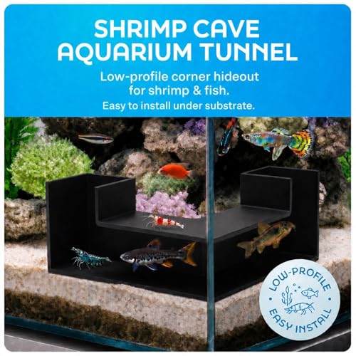 Aquarium Underground Tunnel 5", Dual-Entrance Fish Tank Cave & Aquarium Cave with Clear Viewing Window, ABS Shrimp Hideout, Substrate Buried Decor for Betta, Loaches, Corydoras, Black - color: Style A Black