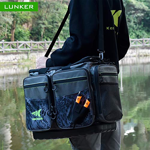 KastKing Fishing Gear & Tackle Bags - Saltwater Resistant Fishing Bags - Fishing Tackle Storage Bags - color: B2: Large-Lunker(Without Trays, 19.7"x13"x10.6")-Blackout