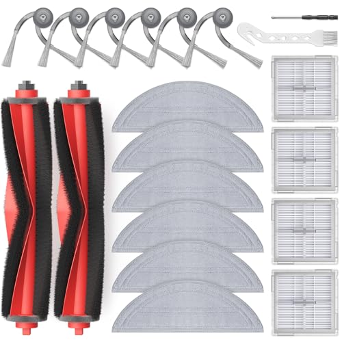 20Pcs Q10 S5+ Accessories for Roborock Q10 S5 / Q10 S5+ Robot Vacuum, Replacement Parts with 2 Main Brush, 6 Mop Pads, 4 HEPA Filters, 6 Side Brushes, 2 Tools - style: for Q10 S5+/S5