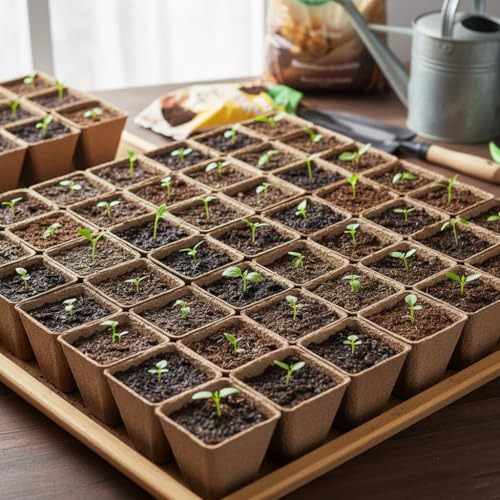 YESIACE 126 Packs Square Peat Pots, 3.15 Inch Seed Starting Pots with Drainage Holes Square Nursery Pot,Biodegradable Eco-Friendly Round Plant Seed Starter Peat Germination Seedling Trays - size: 3.15 inch Square