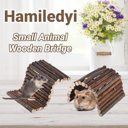 Hamster Bridge Rat Ladder Wooden Bridge Toy for Small Animals Cage Wood Ladder Natural Hideout for Guinea Pig Chinchilla Ferret Reptile (Pack of 2) (2 Ladder) - size: 8.0"L x 4.0"W