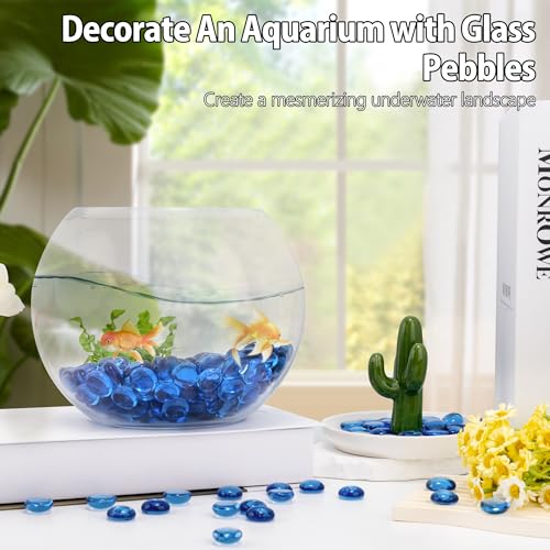 Pale Blue Glass Marbles, 0.97LB Transparent Flat Glass Beads for Vases, Light Blue Mosaic Gem Pebbles for Aquarium Decor, Floral Arrangements, Mancala Stones, Vase Filler and Crafts, Approx. 80-100PCS - color: Pale Blue