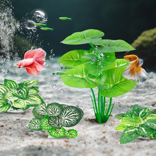 12 Pcs Betta Fish Tank Decor，Silk Aquarium Plants Green Fish Tanks Decoration Plants, Aquarium Decorations Green Plants