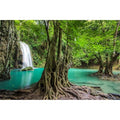 Waterfall Aquarium Background Tropical Rainforest Natural Landscape Terrarium Background Big Tree and Emerald Lake Stream Fish Tank Background Tropical Style Reptile Habitat Background 24x12in - color: Light Turquoise, size: 24(W)x12(H)in