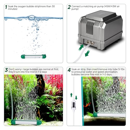 hygger 5.9Inch Aquarium Bubble Bar, Double Row Fine Mist Air Bubble Curtain Wall, Quiet Dissolved Oxygen Diffuser Air Stone, Self-Sinking Design Fish Tank Bubbler for Freshwater Saltwater Hydroponics - size: 5.9Inch