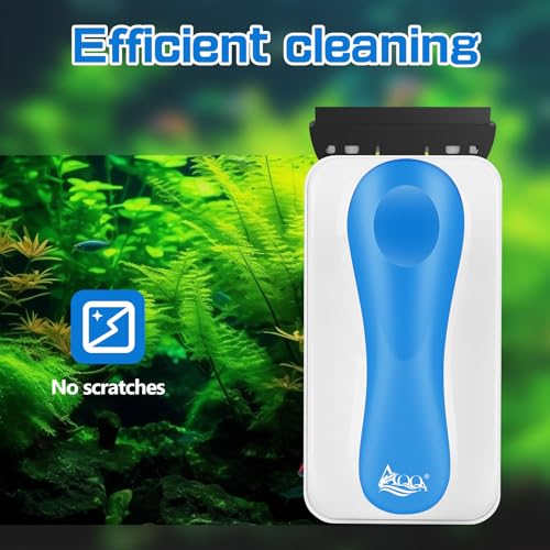 AQQA Aquarium Magnet Glass Cleaner,Dolphin Series-Fish Tank Algae Scraper Brush Cleaner for Glass or Acrylic,2 Detachable Blades Floating Cleaning Tool For1/4-1/2 Thickness - size: M 1/4"-1/2" Thickness