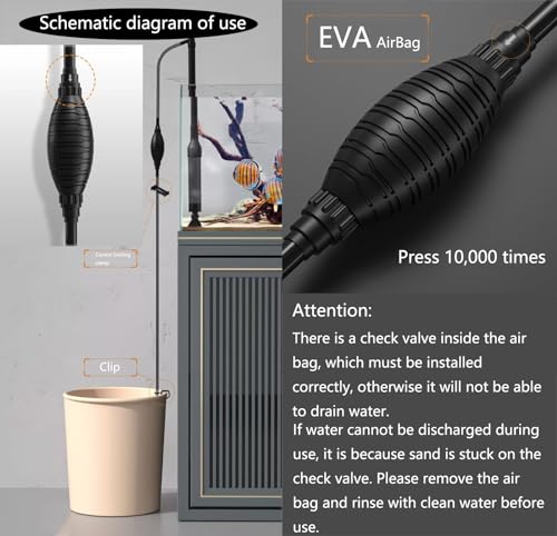Aquarium Gravel Vacuum Sand Cleaner with 6Ft Pipe Fish Tank Water Changer Adjustable Length ABS(for 5~20Gal Tank)
