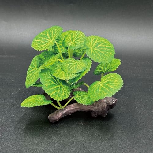 Aquarium Plant Fish Tank Decoration Small Plastic Artificial Plant Goldfish Fish Hide (Rainforest Leafs-Pink-Height-Set) (Green/Yellow-2pcs-Set) - color: Green/Yellow-2pcs-set