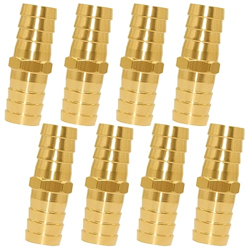Uenede 8PCS Brass 1/2"OD Barb Splicer Mender Hose Barb Fitting Straight 2-Way Union Garden Hose Repair Fittings for Water/Oil/Gas - size: 1/2" Barb, style: Straight (2 Way)