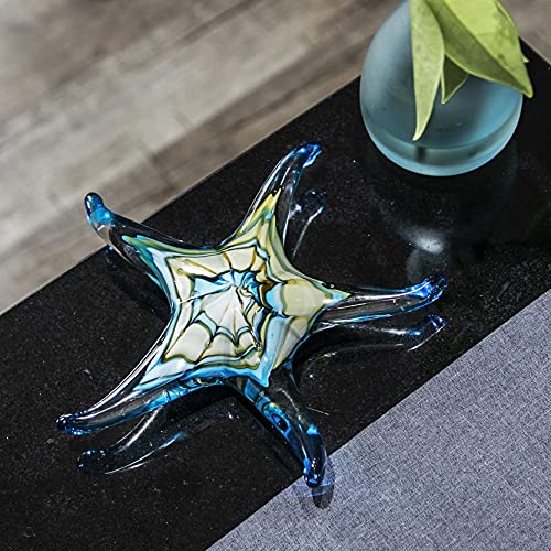 QFkris 7.5" Glass Starfish Figurine Collectibles Hand Blown Art Glass Sea Animals Marine Life Sculpture Home Decor Murano Gift for Women Mom - color: Blue