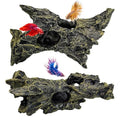 kathson Resin Hollow Tree Trunk Fish Tank Decoration Aquarium Ornament Betta Hideout House Cave for Small Fish Sleep Rest Hide Play Breed 2PCS