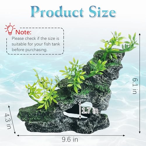 kathson Aquarium Mountain View Stone Resin Fish Tank Decorations Betta Hideout Caves Rockery Landscape Tree Aquarium Decorations Rock Hiding Cave Decor for Small Fish Shrimp Play Ornament - size: 5.9〞L x 3.4〞W x 3.9〞H