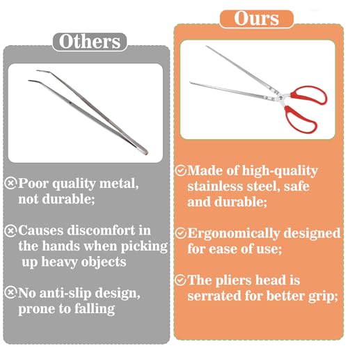 Snake Feeding Tongs 14,57 Inch Long Tool to Feed A Reptile Lizard Extra Stainless Steel Large Tweezers Heavy Duty Straight Mouth for Ball Python Fish Aquariums Reptiles