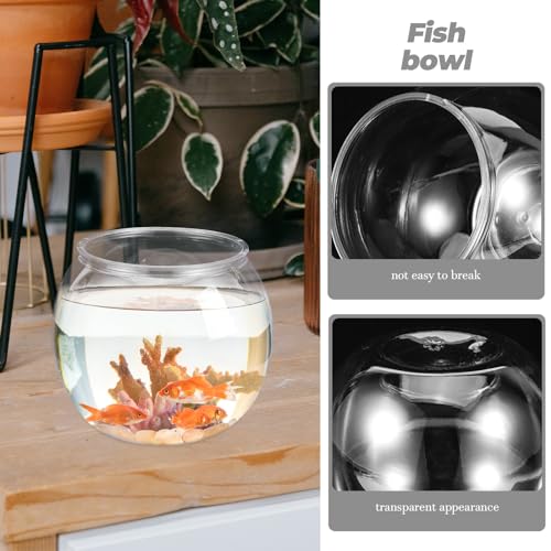 Mipcase Unbreakable Transparent Plastic Fish Tank Globe 5.90In Round Desktop Fish Bowl Aquarium Decor for Home Office Tabletop - size: 15x13cm