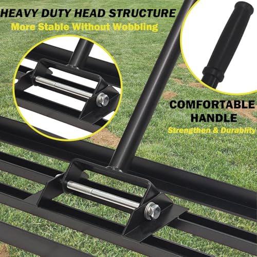 36"x10" Lawn Leveling Rake - High Carbon Steel Yard Lawn Leveler Tool with Adjustable Long Handle | Multi-Surface Levelawn Tool for Soil, Grass, Golf Course, Garden & Farm Care - style: 36"x10"
