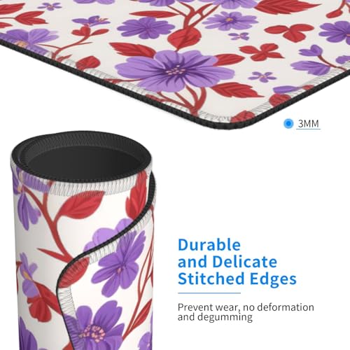 Red Purple Flower Computer Mouse Pad Anti-Slip Rubber Base Laptop Mouse Mat for Office Computer Mousepad 8.3 X 10.3 in - color: Red Purple Flower, size: 10.3L x 8.3W inches