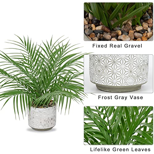 Hollyone Large Artificial Potted Plants Fake Palm Plants 16" Faux Tropical Palm Plant Tree in Ceramic Pots Bohemian for Home Room Office House Indoor Decoration - color: 16" Palm Potted-1