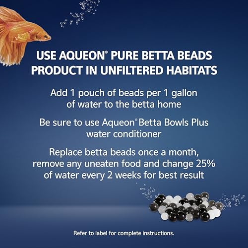 Aqueon Pure Betta Beads, Water Care for Unfiltered Aquariums, Maintains Clear Water and Helps Breakdown Organic Sludge, Black & White (Pack of 2) - color: Black & White, size: One Pouch (Pack of 2)
