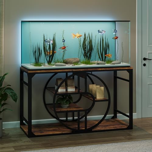 GarveeHome 55-75 Gallon Metal Aquarium Stand, Heavy-Duty Fish Tank Stand with Multi-Tier Storage Cabinet & Thickened Legs, Suitable for Turtle/Reptile Terrarium Aquatic Accessories Organizer