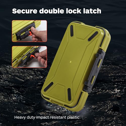 Goture Upgrade Small Tackle Box, Waterproof Fishing Lure Boxes, Fishing Bait Storage Lure Case Bait Plastic Containers Green - color: Upgrade Green(Size: 7.8'' L X 4.2'' W X 1.8'' H)
