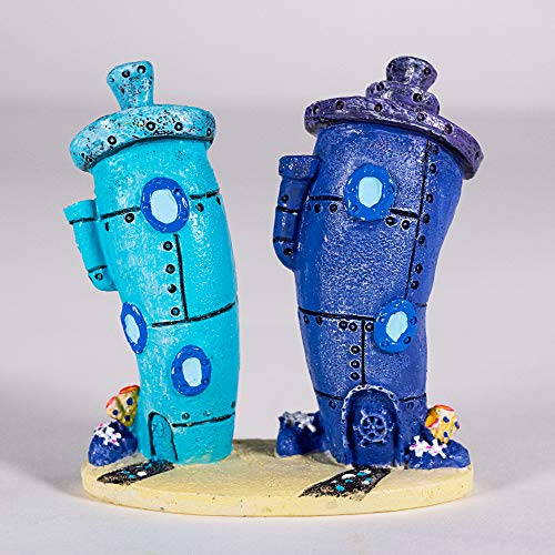 Penn-Plax Spongebob Bikini Bottom Homes - Aquarium Decor - Durable Resin Aquarium Ornament for Betta Bowls, Small Fish Tanks, or Nautical Displays - Safe for Freshwater & Saltwater - Blue, 3-Inch