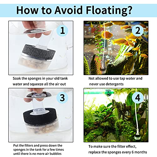 4PCS Air Driven Bio Filter Sponge Aquarium Filter, Bio Sponge Filter, Aqua Flow Sponge, Air Pump Driven, for Breeding Fry Betta Shrimp Fish Tank Aquarium
