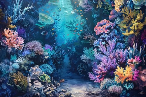 Under the Sea Backdrop 20x10ft Dreamlike Sea World Colorful Corals Ocean Backdrops for Photoshoot Underwater Theme Party Decorations for Baby Shower Birthday Photography Background Photo Booth Prop - color: Purple, size: 20x10ft