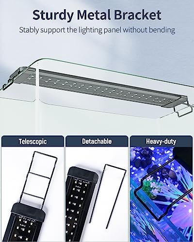 Pawfly 14W Aquarium LED Light for 18 to 24 Inch Fish Tanks Extendable Fish Tank Light with Full Spectrum Brilliant White Blue Red Lights with Daytime & Night Modes and Adjustable Brightness - color: Basic, size: 18"-24"