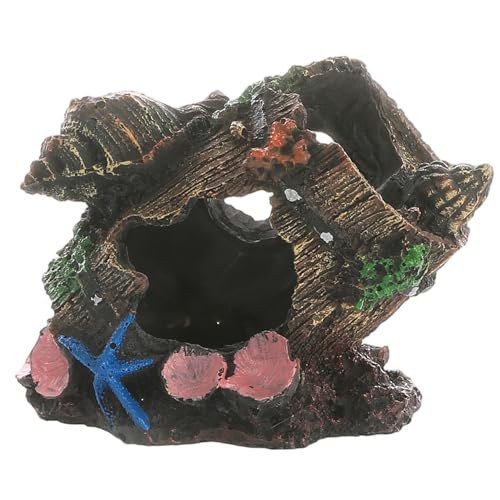 Fish Tank Hideout Broken Barrel Aquarium Hideout Resin Shipwreck Theme Fish Tank Cave for Aquarium Landscaping Decor Decor Decorations...