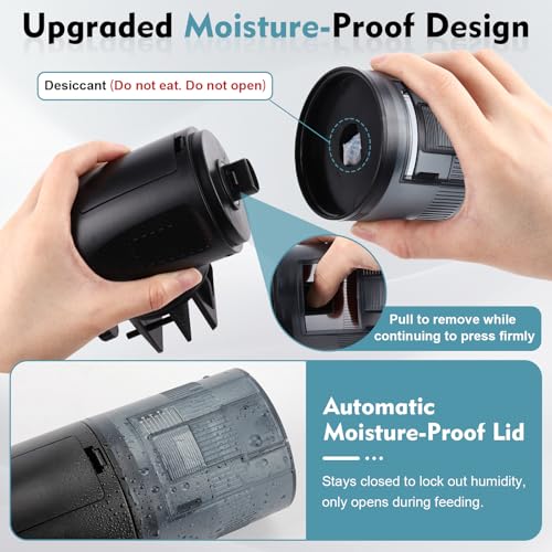 fishkeeper Automatic Fish Feeder for Aquarium: Moisture-Proof Auto Precision Feeders Dispenser with LCD Display for Small Tank Turtle Betta Koi - Battery Food Feeding Timer for Vacation Weekend Day - size: 200ML-LCD