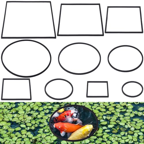 PAGOW 10pcs Fish Feeding Rings Set, Floating Aquarium Plant Corral, Round & Square Fish Feeder Rings for Fish Tank, Floating Plant Ring, Fish Tank Aquarium Accessories for Betta (Black) - color: Black