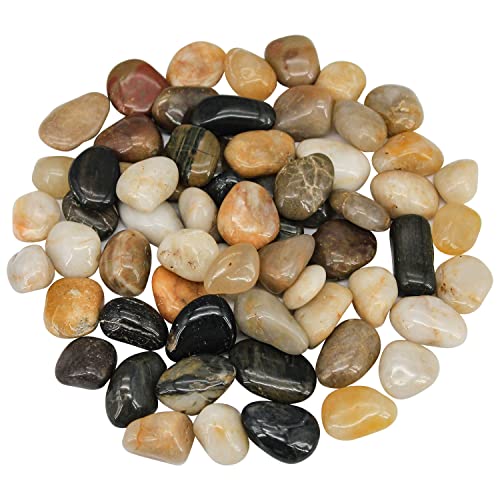 Virekm River Rocks, Decorative Ornamental Pebbles,Garden Landscaping Stones,Gravel Filler for Home Decoration Flower Bed Fish Tank Plants Vases Succulents - color: mixed color, size: 1 Pound