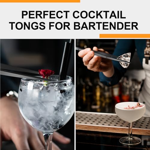 Yaomiao 4 Packs 8 Inch Bar Tweezers Black Cocktail Tongs Long Garnish Tweezers Stainless Steel Bartender Kitchen Cooking Tongs for Cocktail Food Fruit Korean BBQ Bartender Chef, Multi-use - color: Black, size: 8 Inch