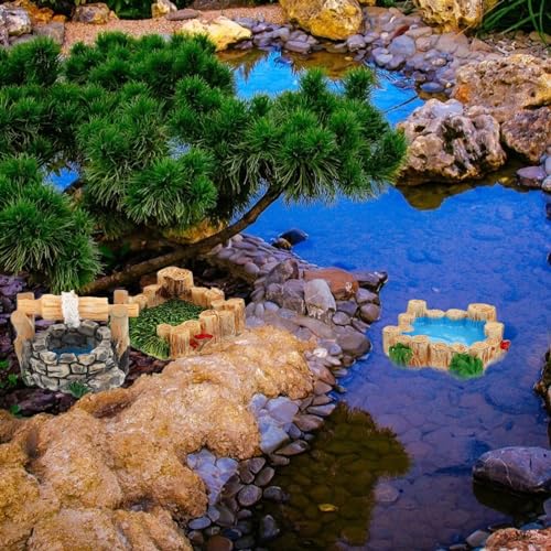 Hemoton Fish Tank Decorations Vintage Decor 5pcs Accessories Miniature Garden Bridge Figurines Mini West Lake Water Well Pool Bridge Resin Figures Landscape Decoration Outdoor Decor Terrarium