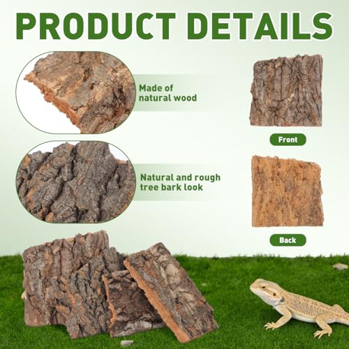 Zerodeko Cork Bark, Cork Bark for Terrarium, Reptile Climbing Platform Natural Tree Decor for Terrariums Snake Hide Lizard Habitat Accessories