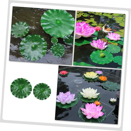 Luxshiny 2pcs Floating Aquarium Lotus Leaves Artificial Pond Decor Eva Material 40cm 60cm Realistic Fish Tank Lily Pads for Fishpond Water Garden Display
