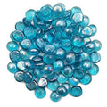 Flat Glass Marbles 1 Pound Vase Filler Fire Pit Glass Pebbles for Indoor Plants, Aquarium Fish Tank Decorations, Home Decor, Fire Pit, Landscaping, Arts Crafts (Ocean Blue)