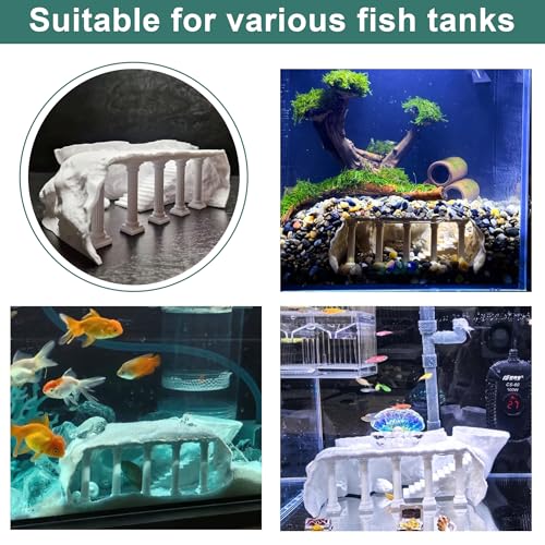 LIYAOLI Aquarium Ornaments Cave Tunnel with Viewing Ports | Fish Tank Decoration Hideout for Pleco, Shrimp & Corydoras | Substrate-Friendly Design & Sinking Base (S - Roman Columns - White) - color: S - Roman Columns - White