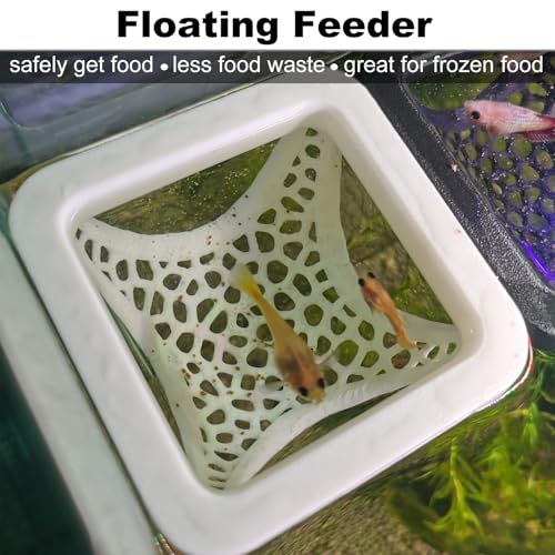 Floating Betta Hammock and Feeding Ring, Aquarium Beta Hideout, Cave, Bed, Resting Spot, Betta Fish Toys and Decor - color: Square-White
