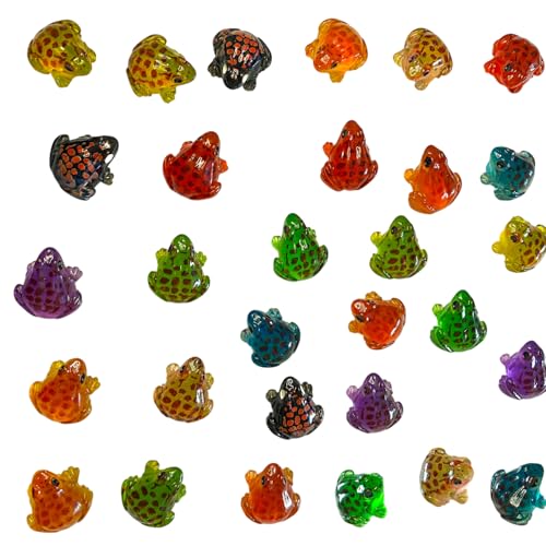 40 Pieces Resin Mini Frogs Luminous Mini Animals 10 Colors Tiny Animals for Crafts Dollhouse Fairy Garden Micro Moss Landscape Aquarium Potted Plant Decor (Frog2) - style: Frog2