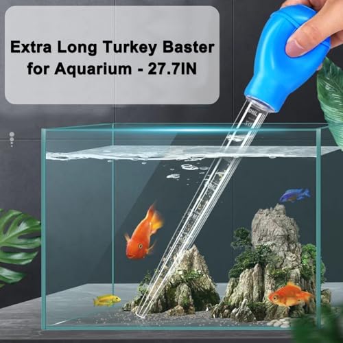 Extra Long Turkey Baster for Aquarium, 27.7 Inch Aquarium Coral Feeder, 50ml Aquarium Water Changer Siphon for Fish Tank Cleaning