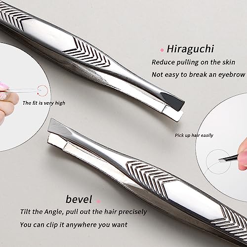 Tweezers for Women Facial Hair,High Precision Stainless Steel Tweezers for Eyebrows Facial Hair, Splinter and Ingrown Hair Removal,2 Count