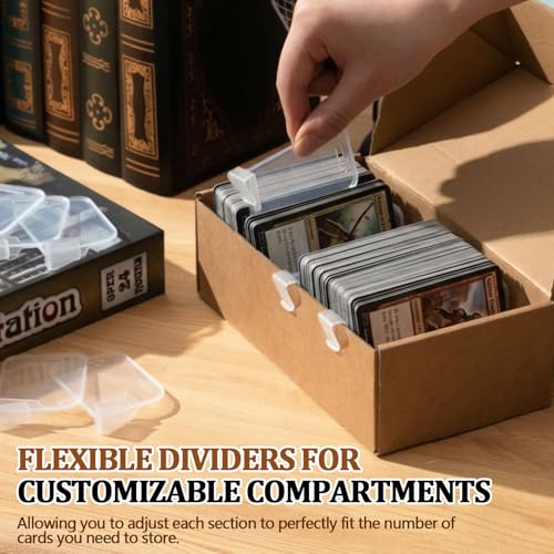 Chunful 20 Pcs Card Box Dividers, PP Trading Card Dividers Clip Storage Separator Clips the Cardboard Side Wall for Sports Baseball Cards Organizer for Collector (Clear) - color: Clear