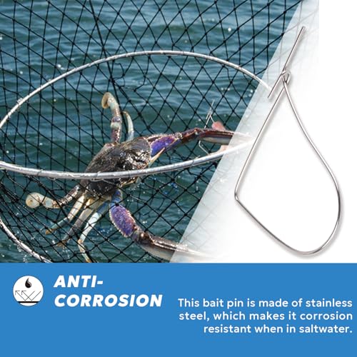 Stainless Steel Bait Pin Combo 4.5" for Rigging Bait in Crab Trap, Silver