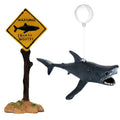 Aquarium Shark Decor Set-Floating Megalodon Decor with Shark Warning Sign for Fish Tanks -Fish Tank Accessories Decorations