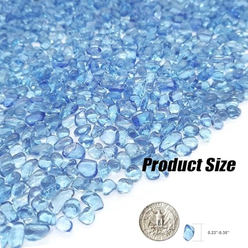 Keedolla 3 Lb Aquarium Glass Pebbles Stones, Sea Blue Glass Pebbles Marble Aquarium Fish Tank Rocks Gravel for Turtle Tank, Vase Fillers, Christmas Decoration - Light Blue - color: Light Blue, size: 3 Pounds