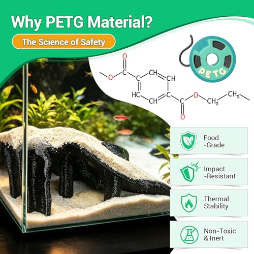 Aquarium Cave Fish Tank Cave Decor Corner Hide – PETG Reptile Hideout with 500g Sand, Mangrove Root Texture for Fish Shrimp Gecko Lizard, Fish Tank Decor 7.5x7.5x4 Inch (Black)