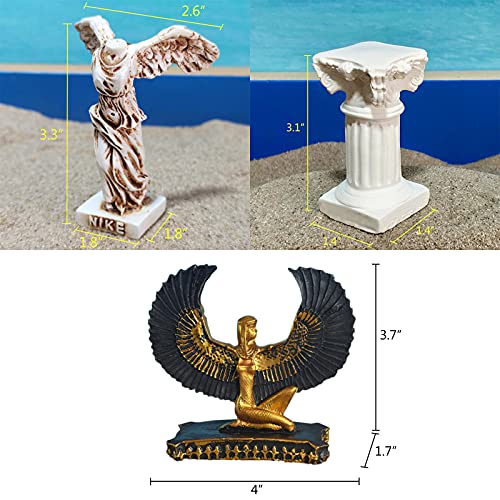 Ancient Greece Aquarium Fish Tank Decorations Décor (Set of 3) Winged Victory of Samothrace Reptile Sculpture Statue Turtle Lizard Spider Tanks Terrarium Décor Ornament Pet - color: Ancient Greek