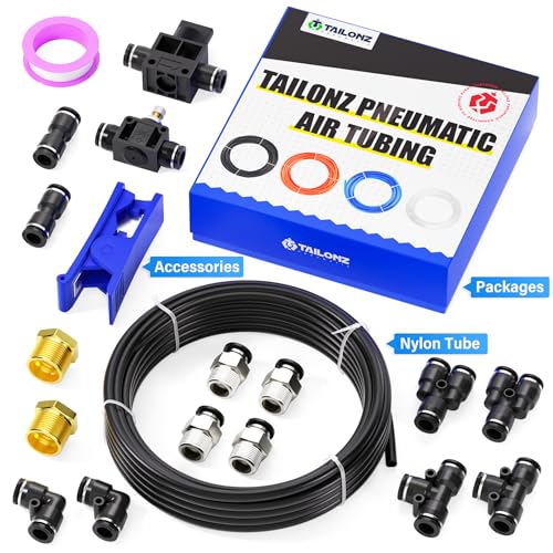 TAILONZ PNEUMATIC Black DOT 1/2 Inch od 10 Meter 32.8ft Nylon Air Tubing Kit Pipe Hose Air Line Tubing Or Fluid Transfer Pneumatic tubing - size: 1/2"OD, style: Black Nylon Air Hose